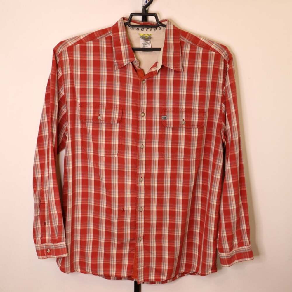 The North Face Red Tan Plaid Long Sleeve Shirt Size XL Mens